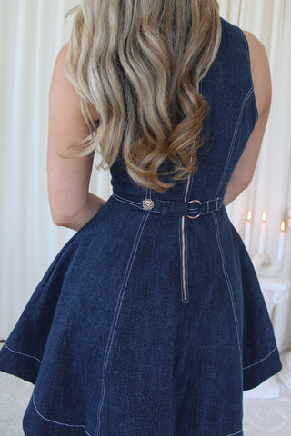 (Pre-Order) The Structured Denim Sleeveless Mini - Navy
