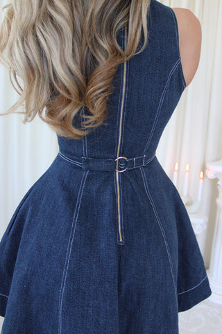 (Pre-Order) The Structured Denim Sleeveless Mini - Navy