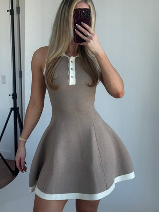 The Sculpt Knit Flare Mini - Stone / White