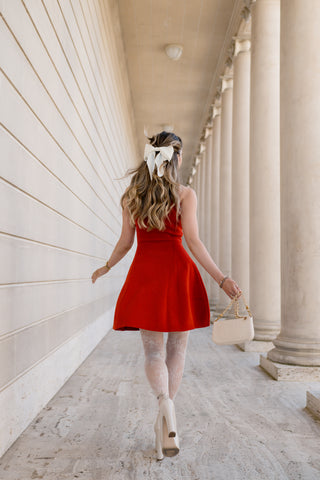 The Sculpted Knit Flare Mini - Scarlet Red