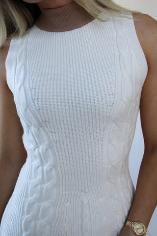 The Cable Knit Contrast Mini - Ivory / Latte